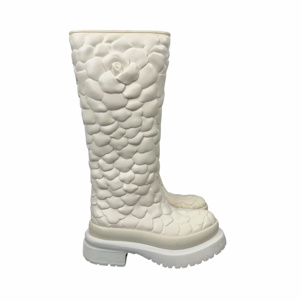 Valentino Garavani Boots 100% Authentic 3D Floral Roses Knee-High White 6 Luxury - Picture 4 of 16